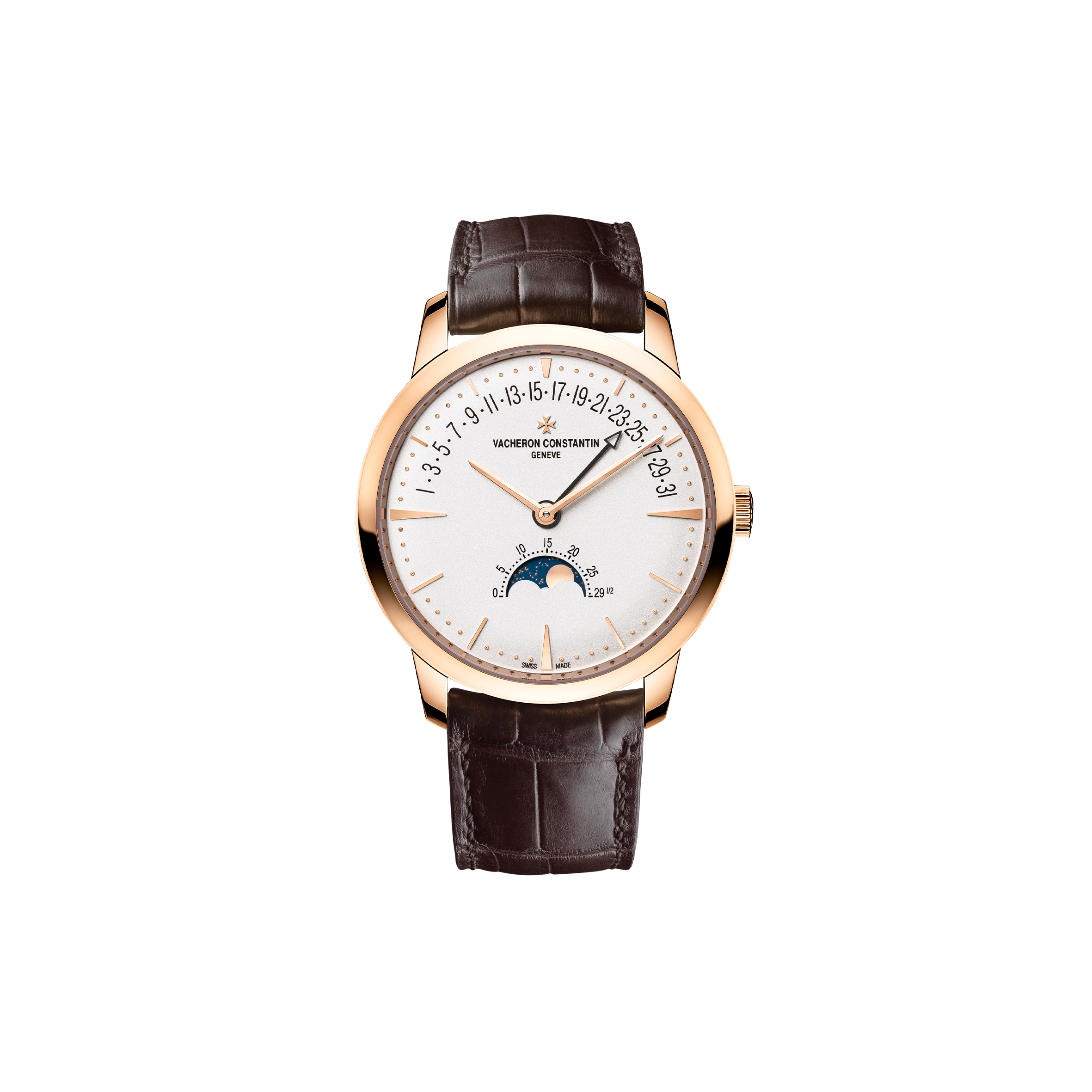 vacheron Co*sta*t*n patrimony moon phase retrograde date 42.5 mm pink gold watch 4010u/000r-b329